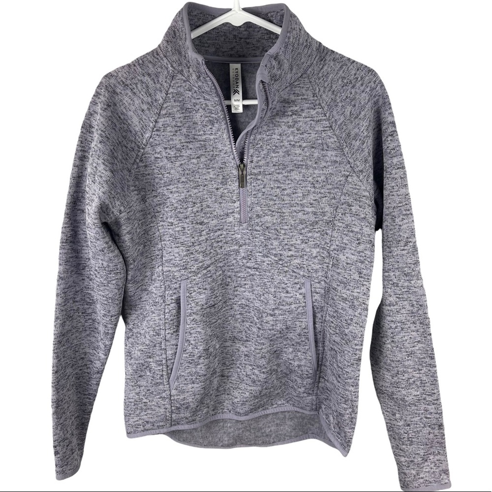 Kyodan 1/4 Zip Pullover Fleece Long Sleeve Sweatshirt Heather Grey Blue Sz M